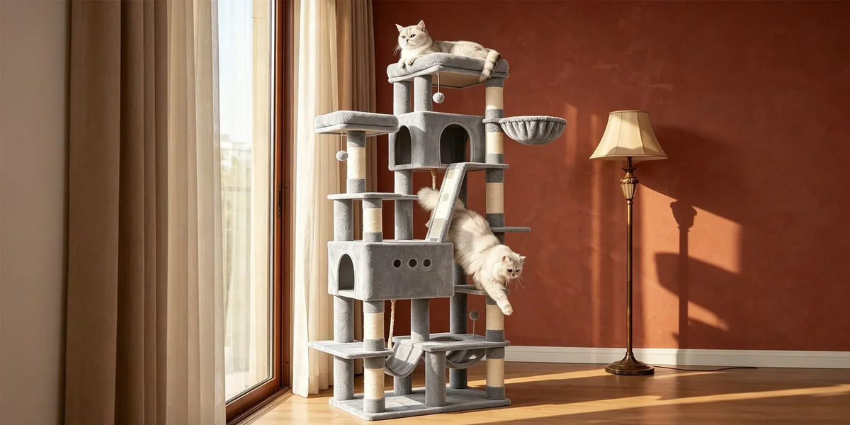 Arbre à Chat XXL "Le Château des Nuages" Gris Clair