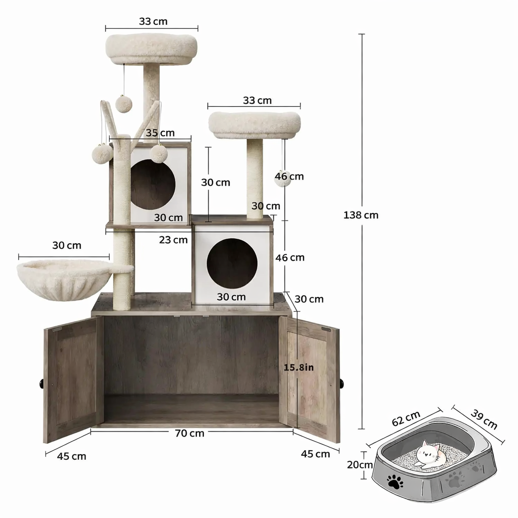 Arbre à Chat LuxeNest : Design & Litière Intégrée