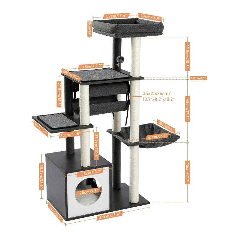 Arbre à Chat Design CozyCondos Bois & Peluche