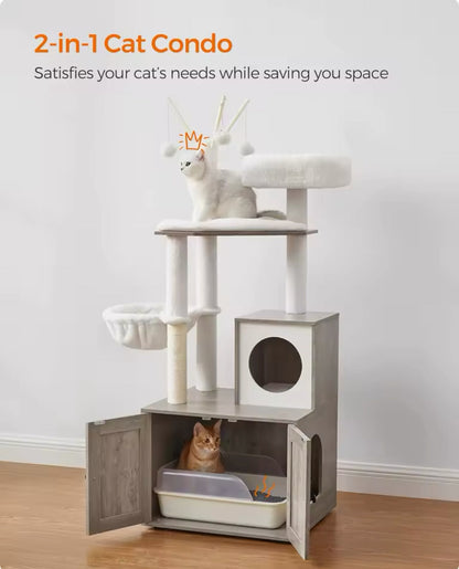 Arbre à Chat LuxeNest : Design & Litière Intégrée