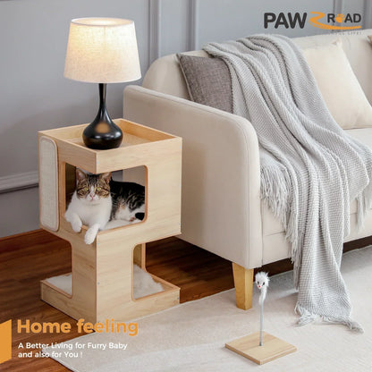 Arbre à Chat LuxiGriff : Design Bois & Confort 3 Niveaux