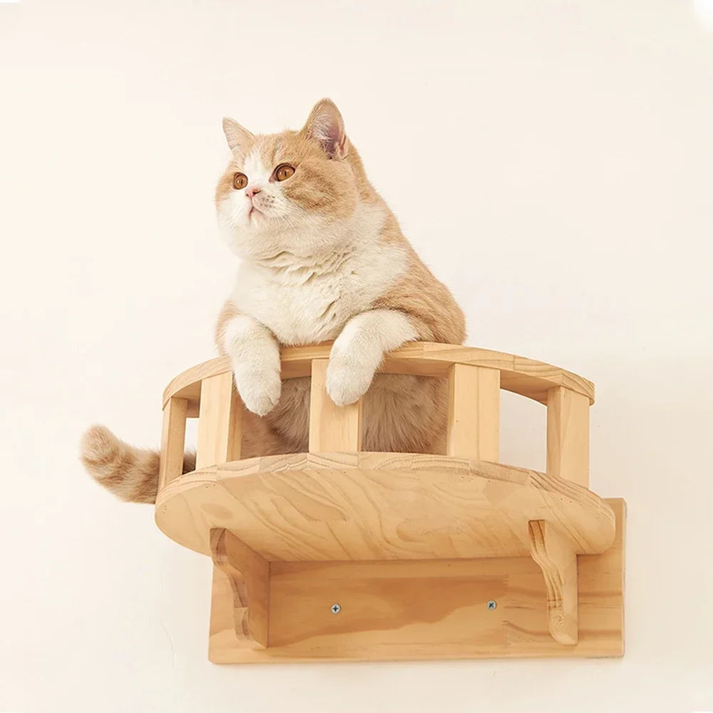 Arbre à Chat Mural en Bois : Jeu & Détente Verticale