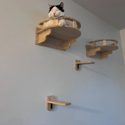Arbre à Chat Mural Design en Bois Naturel