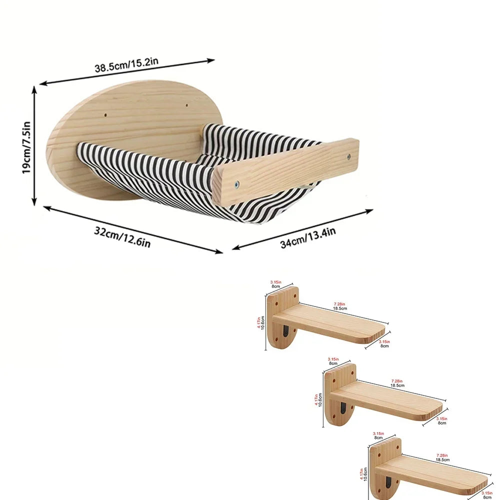 Arbre à Chat Mural Modulable en Bois Naturel