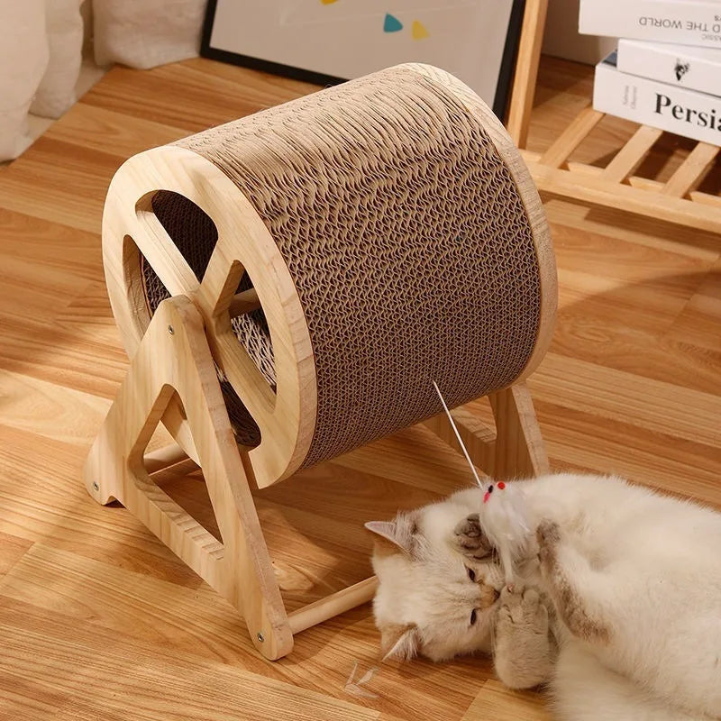 WhiskerWheel : Roue d'Exercice Chat en Bois Naturel