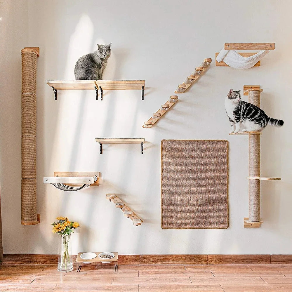 Arbre Mural Chat ForteresseFéline Bois & Sisal