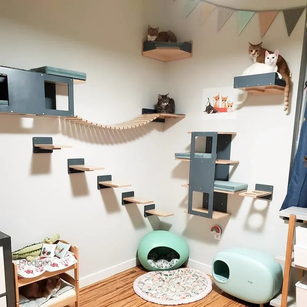 Arbre à Chat Mural Bois Modulable CheminFélin