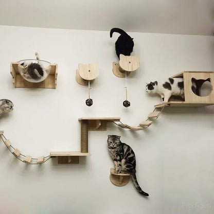 PerchoirFélin : Arbre à Chat Mural Modulable en Bois