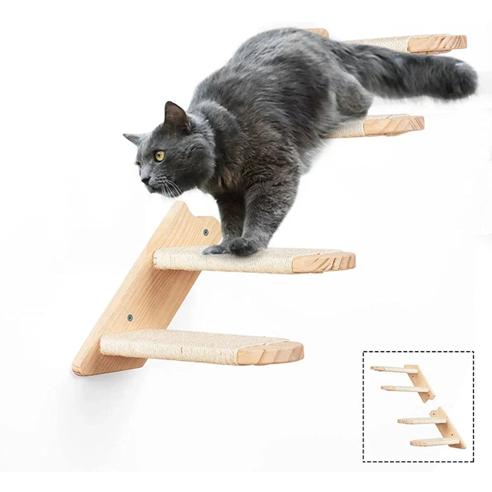 Arbre à Chat Mural en Bois avec Tube Transparent