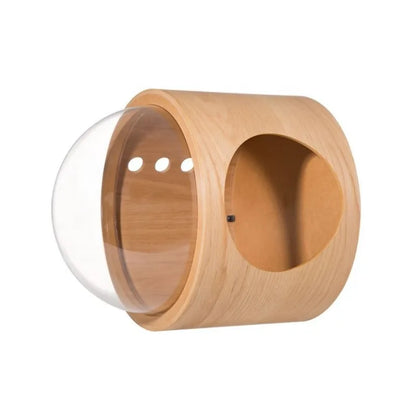 Capsule Spatiale Murale Chat - Vue Panoramique Bois & Transparent