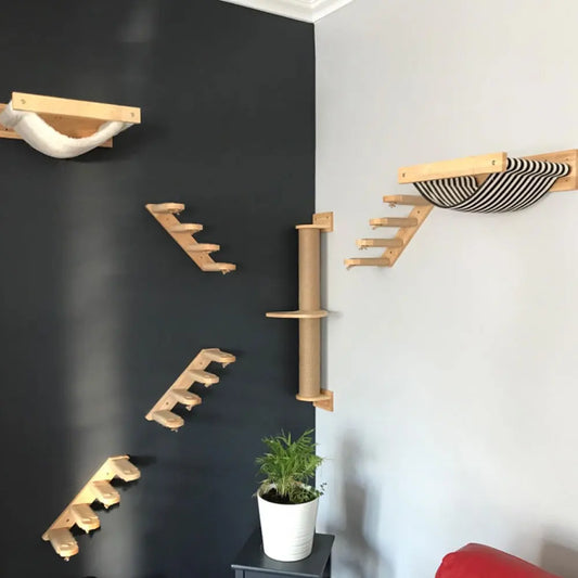 Arbre à Chat Mural NidMurale : Jeu & Détente en Bois