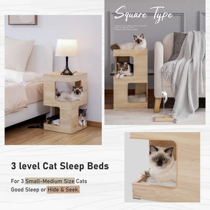 Arbre à Chat LuxiGriff : Design Bois & Confort 3 Niveaux