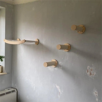 Arbre à Chat Mural Design en Bois Naturel