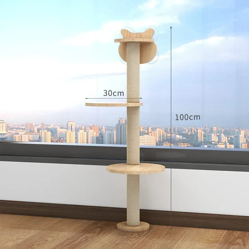 Étagère Murale Chat "Skyview" Bois & Dôme Transparent