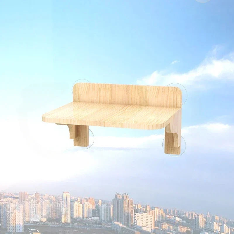 Étagère Murale Chat "Skyview" Bois & Dôme Transparent