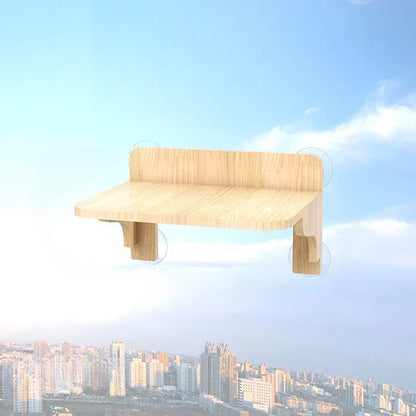 Étagère Murale Chat "Skyview" Bois & Dôme Transparent