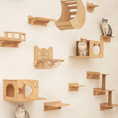 Arbre à Chat Mural en Bois : Jeu & Détente Verticale