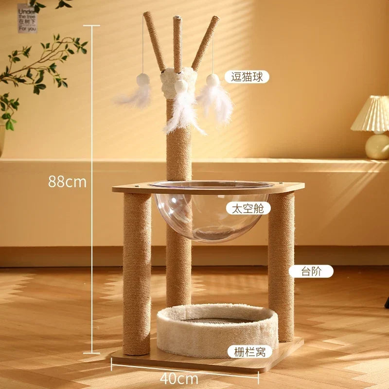 Arbre à Chat Design Bois Massif SkyNest