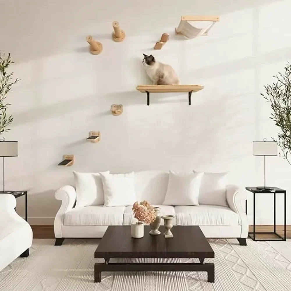 Arbre à Chat Mural Bois Modulable CheminFélin