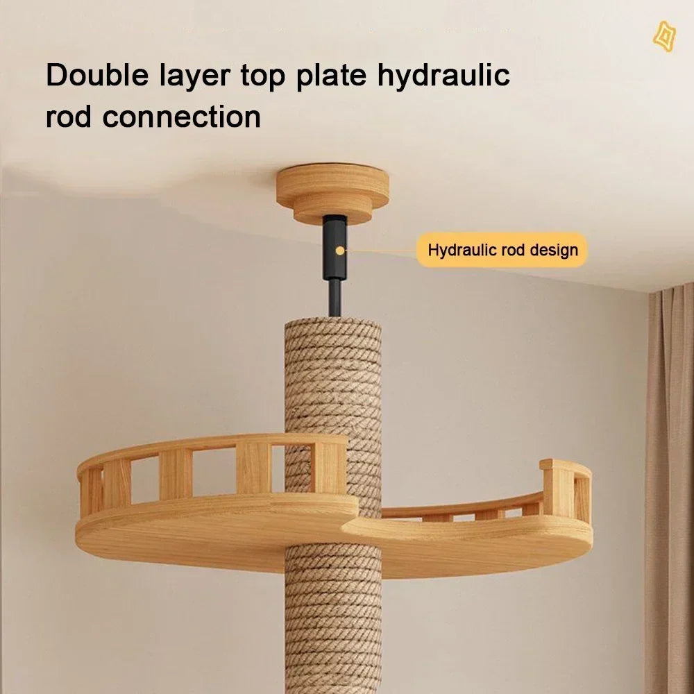 Arbre à Chat XXL Sol-Plafond Bois Naturel "SkyCat"