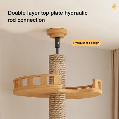 Arbre à Chat XXL Sol-Plafond Bois Naturel "SkyCat"