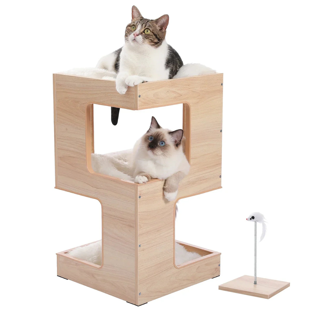Arbre à Chat LuxiGriff : Design Bois & Confort 3 Niveaux