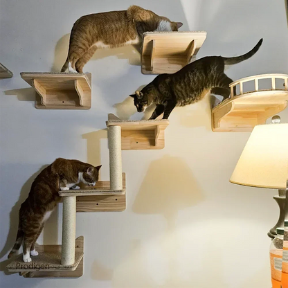 GourmetMur : Support Mural Bois pour Gamelles Chat