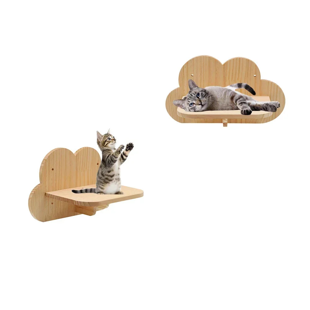 Arbre à Chat Mural en Bois avec Tube Transparent