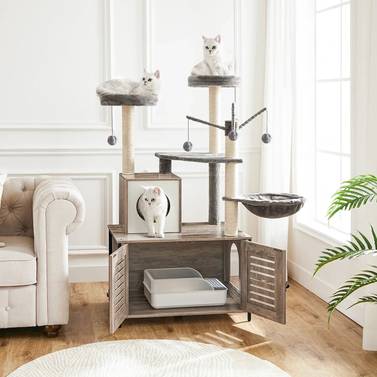 Arbre à Chat HideawayPaws avec Litière Intégrée