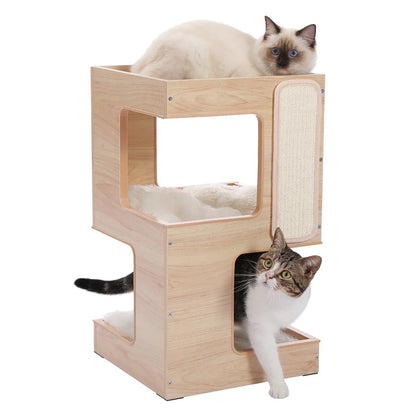Arbre à Chat LuxiGriff : Design Bois & Confort 3 Niveaux