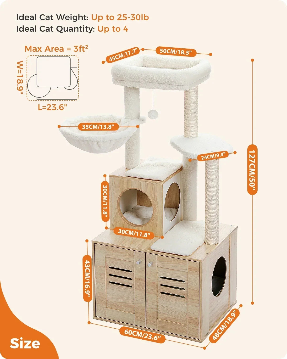 Arbre à Chat LuxeNest : Design & Litière Intégrée