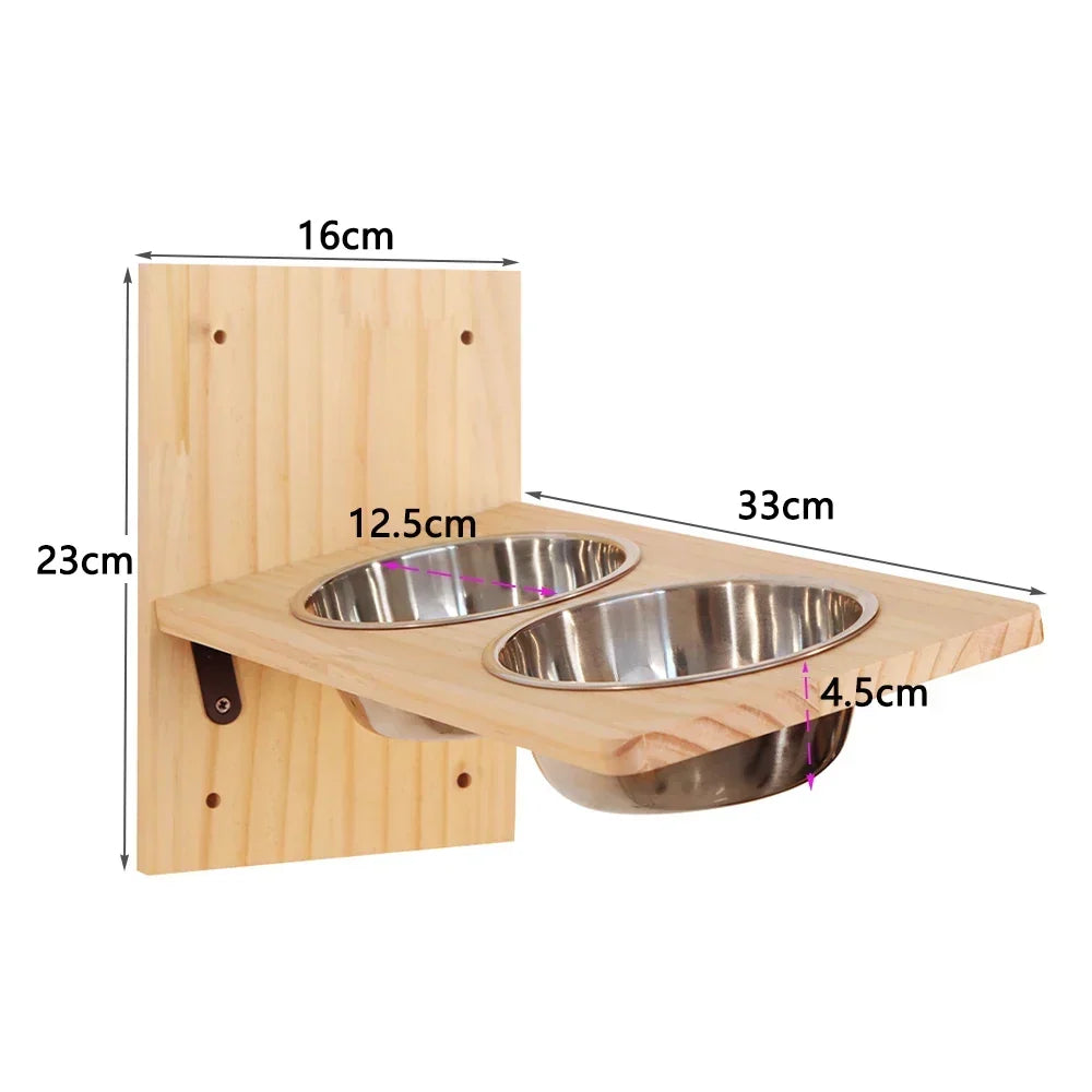 GourmetMur : Support Mural Bois pour Gamelles Chat