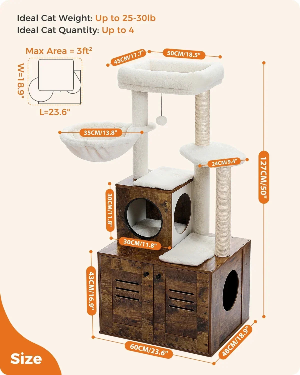 Arbre à Chat LuxeNest : Design & Litière Intégrée