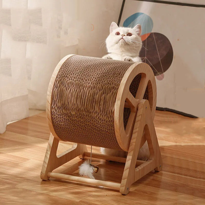 WhiskerWheel : Roue d'Exercice Chat en Bois Naturel