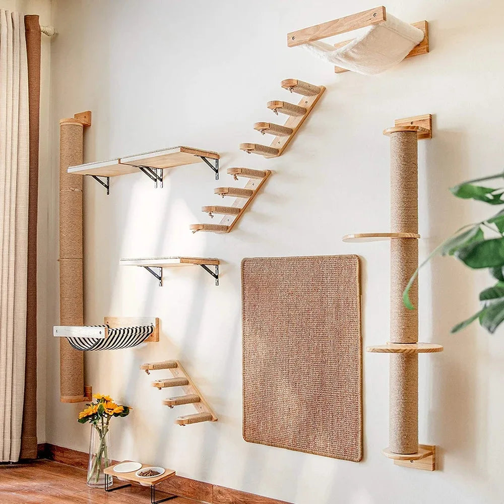 Arbre Mural Chat ForteresseFéline Bois & Sisal