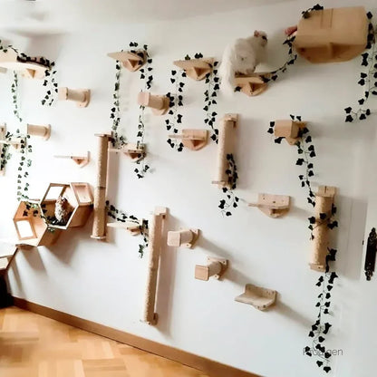 Arbre à Chat Mural Bois Modulable CheminFélin