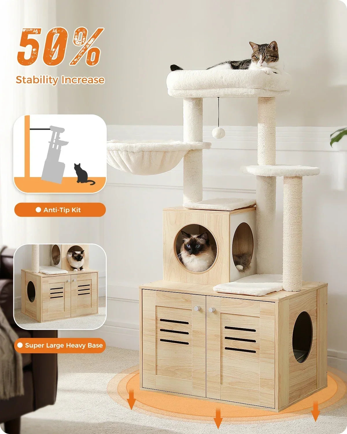 Arbre à Chat LuxeNest : Design & Litière Intégrée