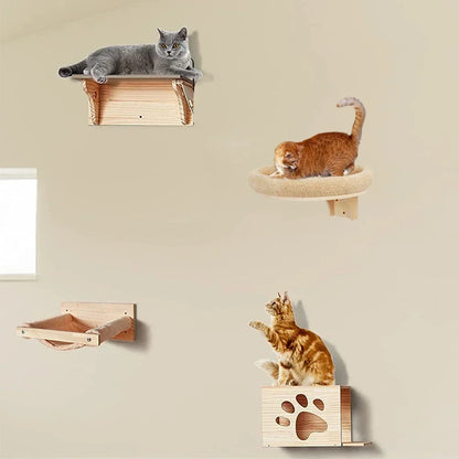 Arbre à Chat Mural "Ciel de Chat" - Bois Naturel