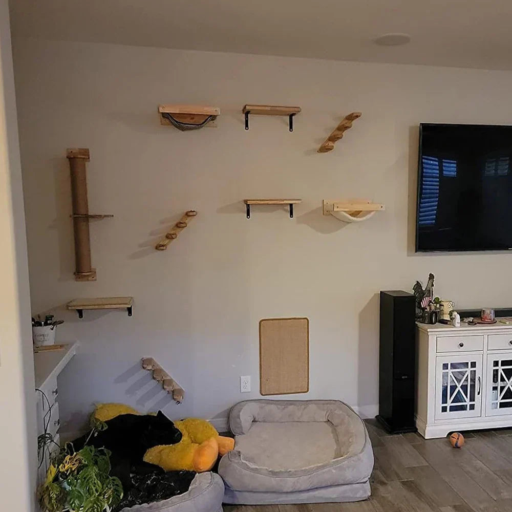 Arbre à Chat Mural NidMurale : Jeu & Détente en Bois