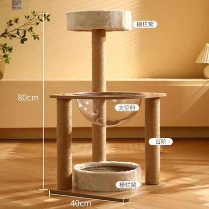 Arbre à Chat Design Bois Massif SkyNest