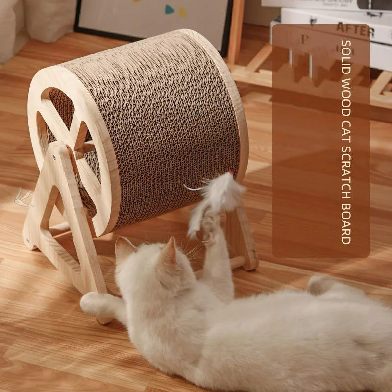 WhiskerWheel : Roue d'Exercice Chat en Bois Naturel