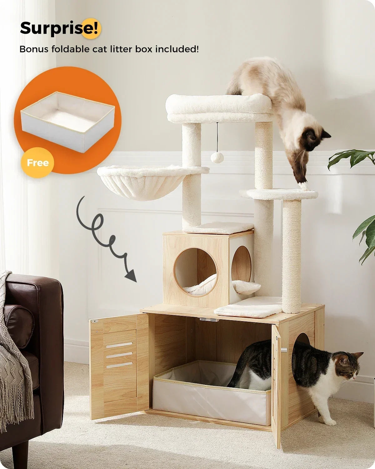 Arbre à Chat LuxeNest : Design & Litière Intégrée
