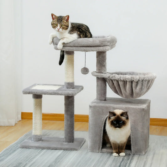 Arbre à Chat CozyNest Gris : Jeu & Repos