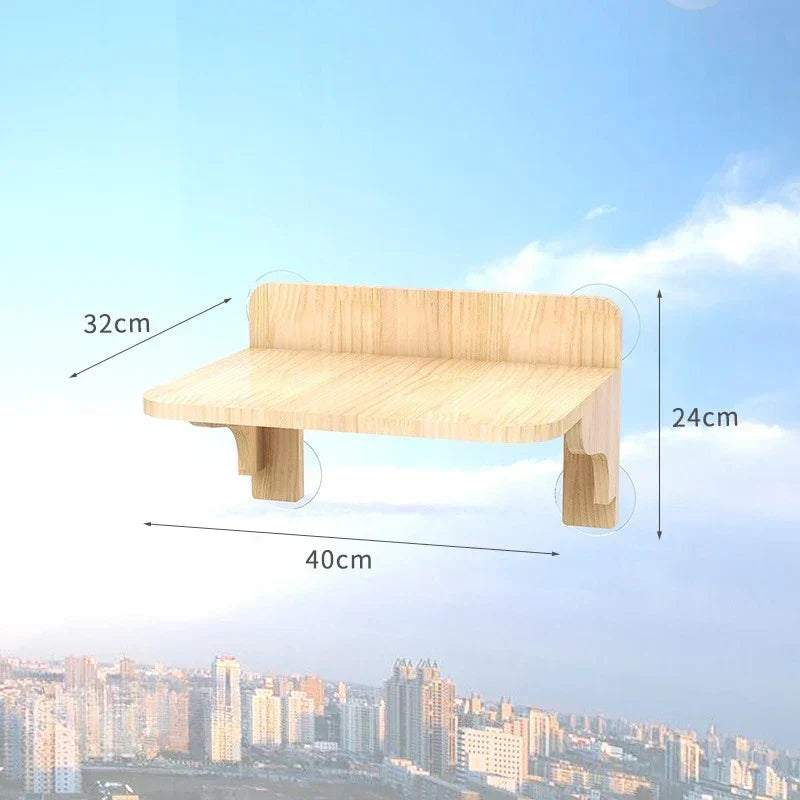Étagère Murale Chat "Skyview" Bois & Dôme Transparent