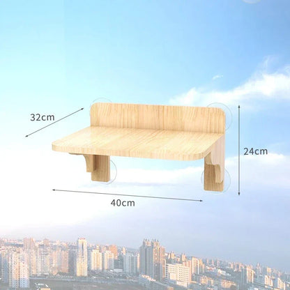 Étagère Murale Chat "Skyview" Bois & Dôme Transparent
