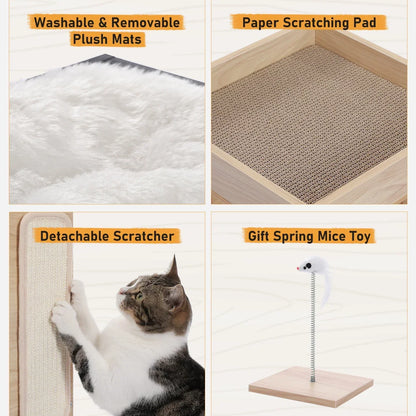 Arbre à Chat LuxiGriff : Design Bois & Confort 3 Niveaux