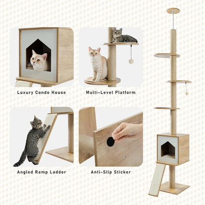 Arbre à Chat XL Design Bois Naturel - LesArbresAuxChats