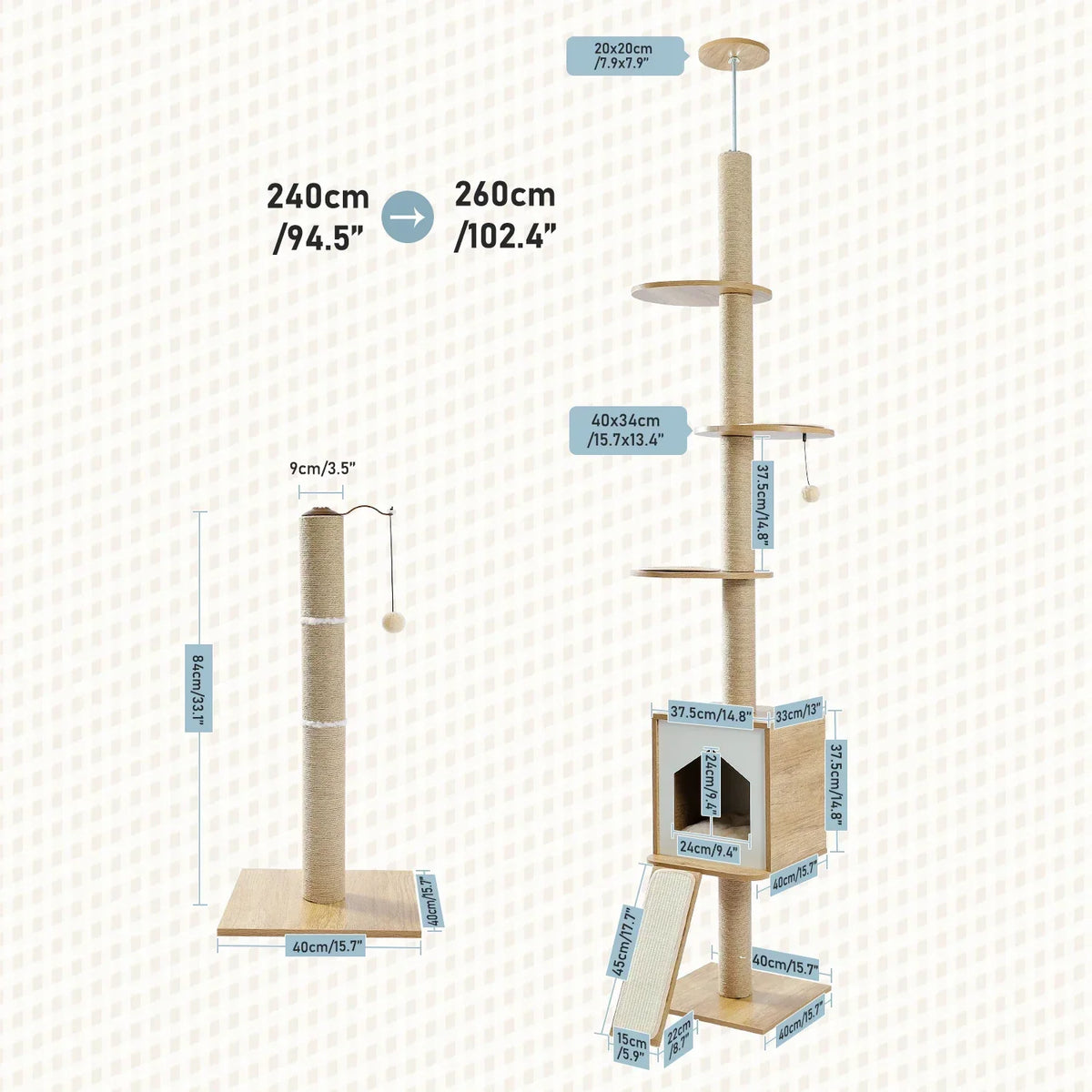 Arbre à Chat XL Design Bois Naturel - LesArbresAuxChats
