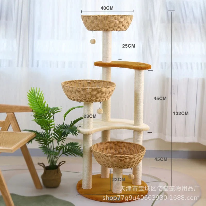Arbre à Chat Design Bois Massif SkyNest