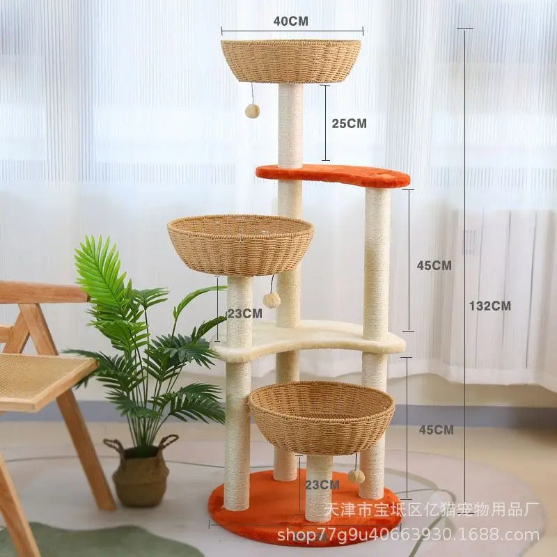 Arbre à Chat Design Bois Massif SkyNest
